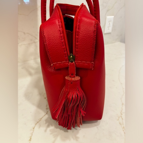Custom, handmade red leather bag from Morocco - Picture 3 of 12